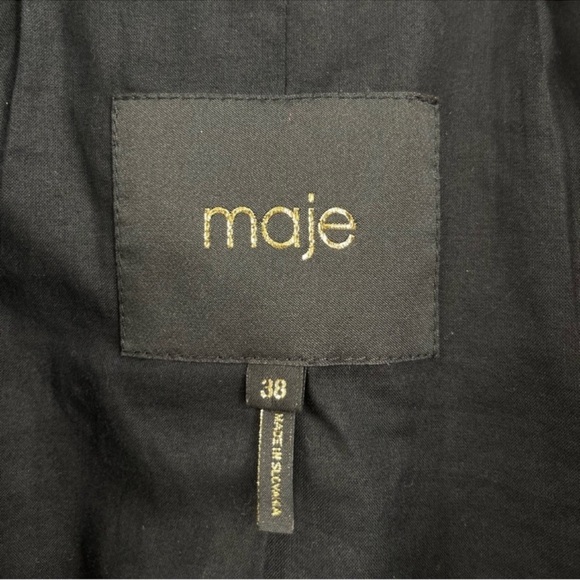 Maje black long Pointed Collar snap button teddy jacket Sherpa Coat size medium - Picture 2 of 12